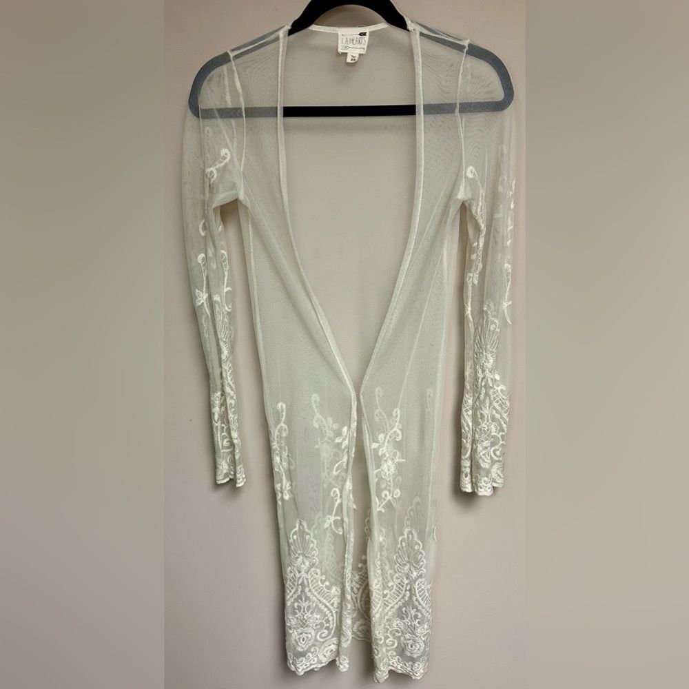 La Hearts Crème Lace Robe Duster